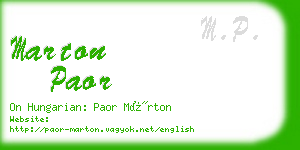 marton paor business card